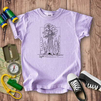 Sequoia Line Drawing Kids Cotton T-Shirt