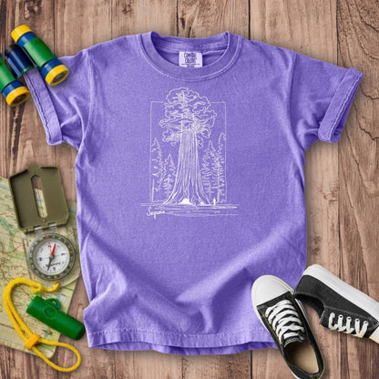 Sequoia Line Drawing Kids Cotton T-Shirt