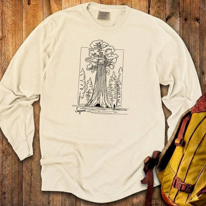 Sequoia Line Drawing Cotton Long Sleeve