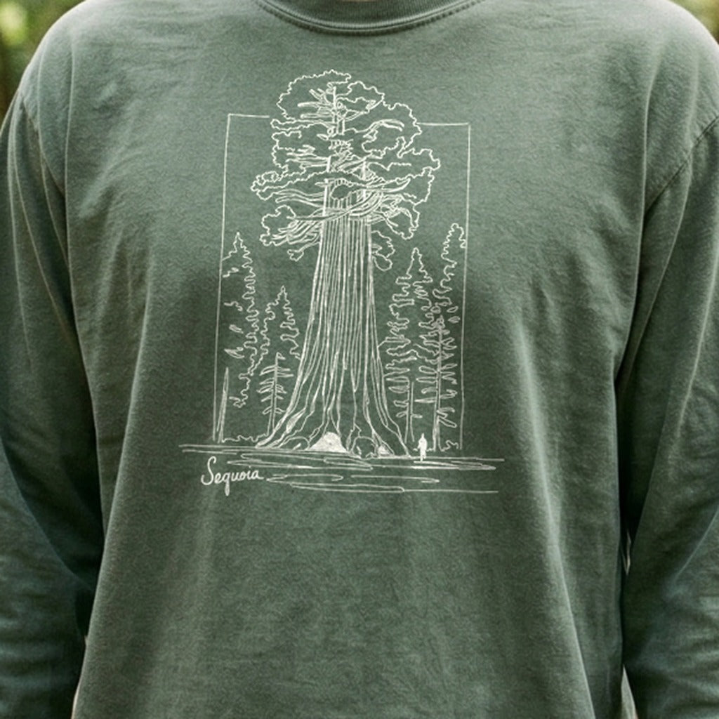 Sequoia Line Drawing Cotton Long Sleeve