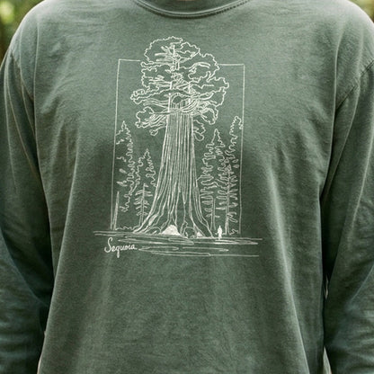 Sequoia Line Drawing Cotton Long Sleeve