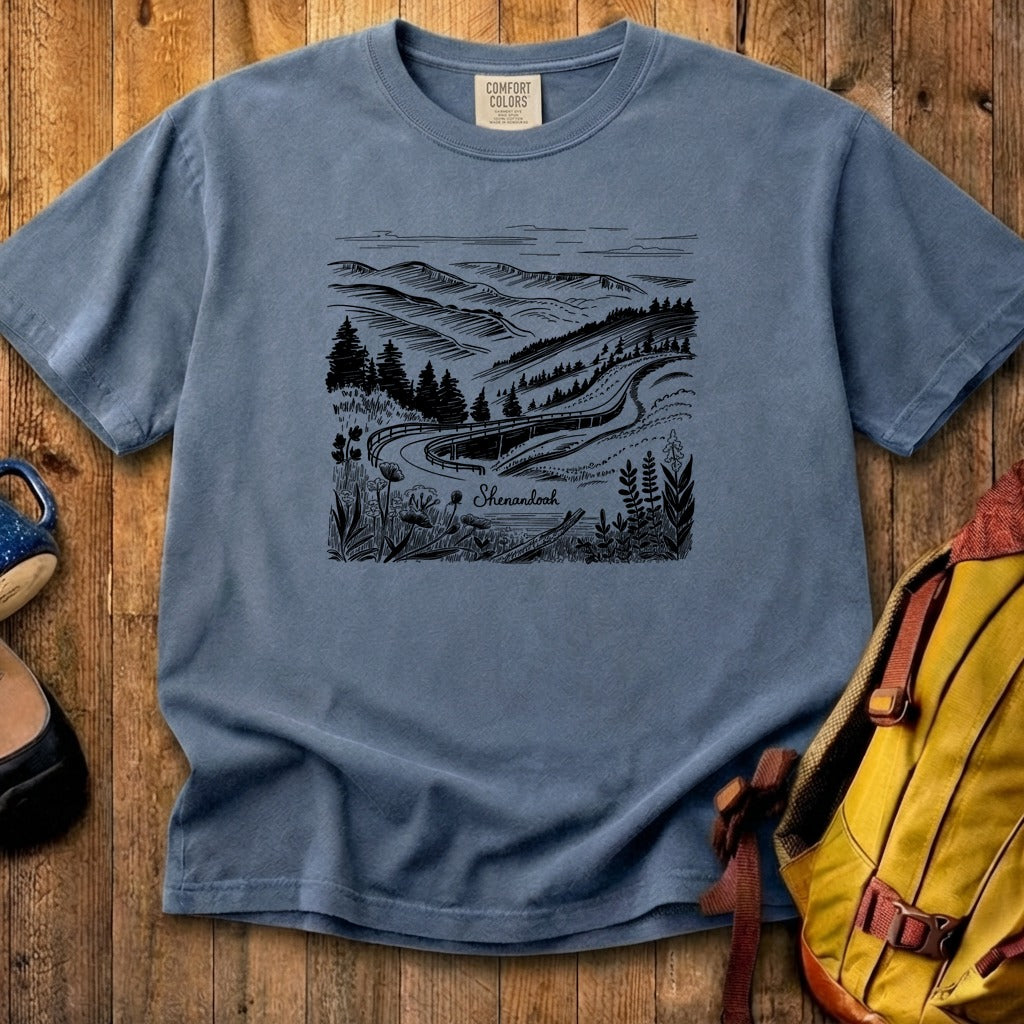 Shenandoah Line Drawing Cotton T-Shirt