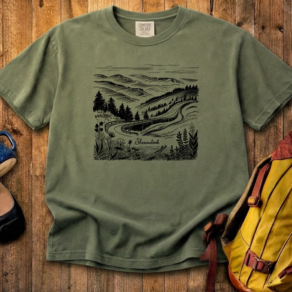 Shenandoah Line Drawing Cotton T-Shirt