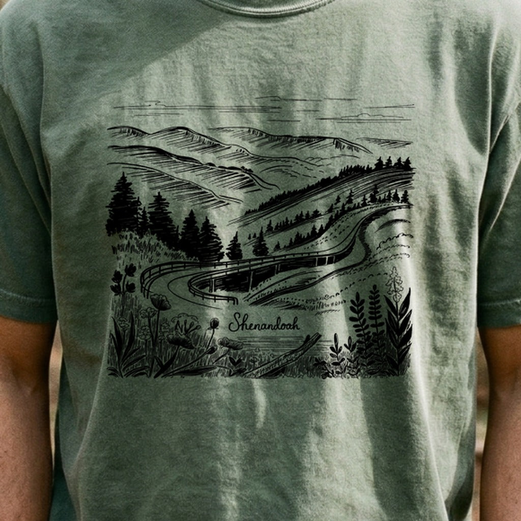 Shenandoah Line Drawing Cotton T-Shirt