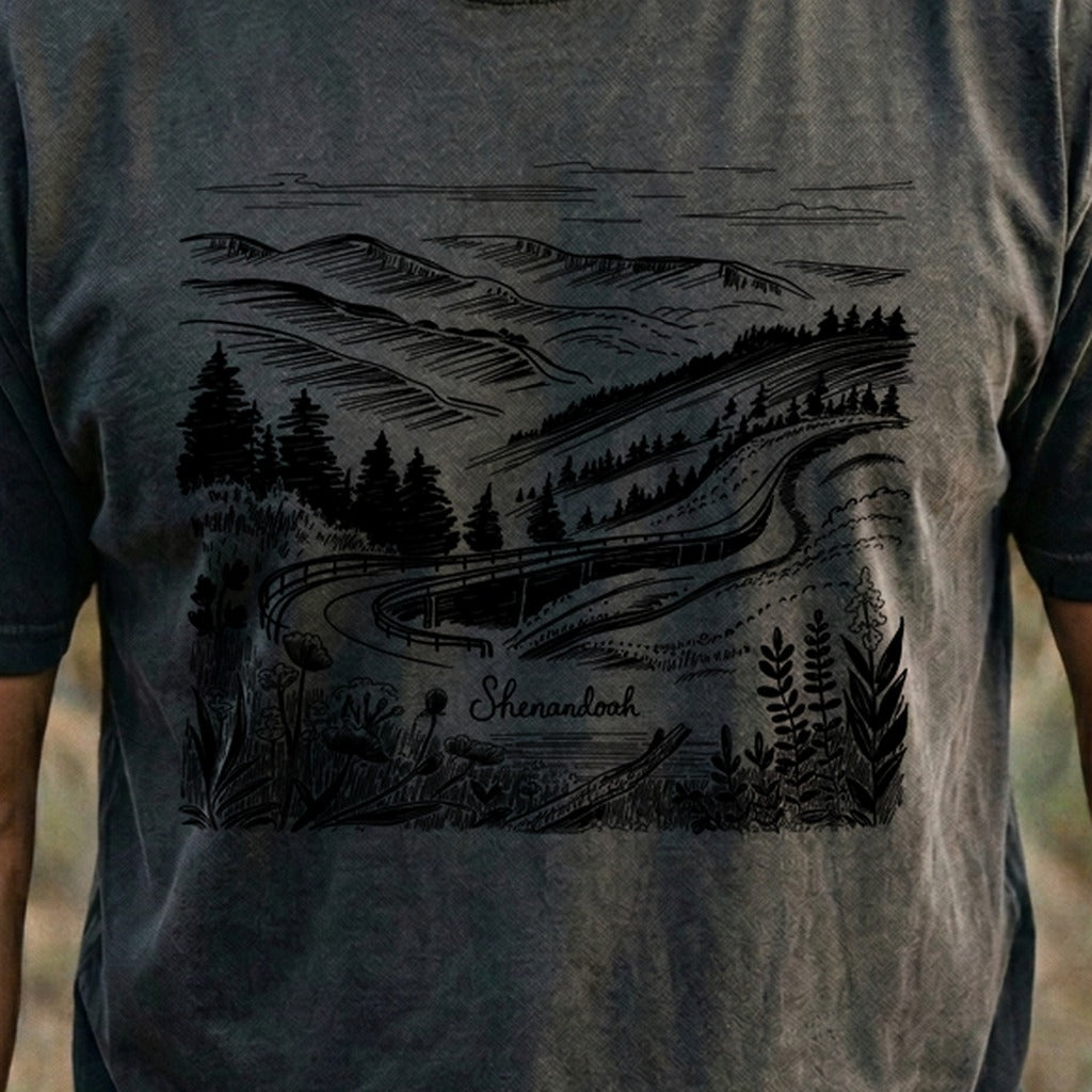 Shenandoah Line Drawing Cotton T-Shirt
