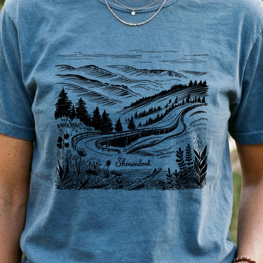Shenandoah Line Drawing Cotton T-Shirt