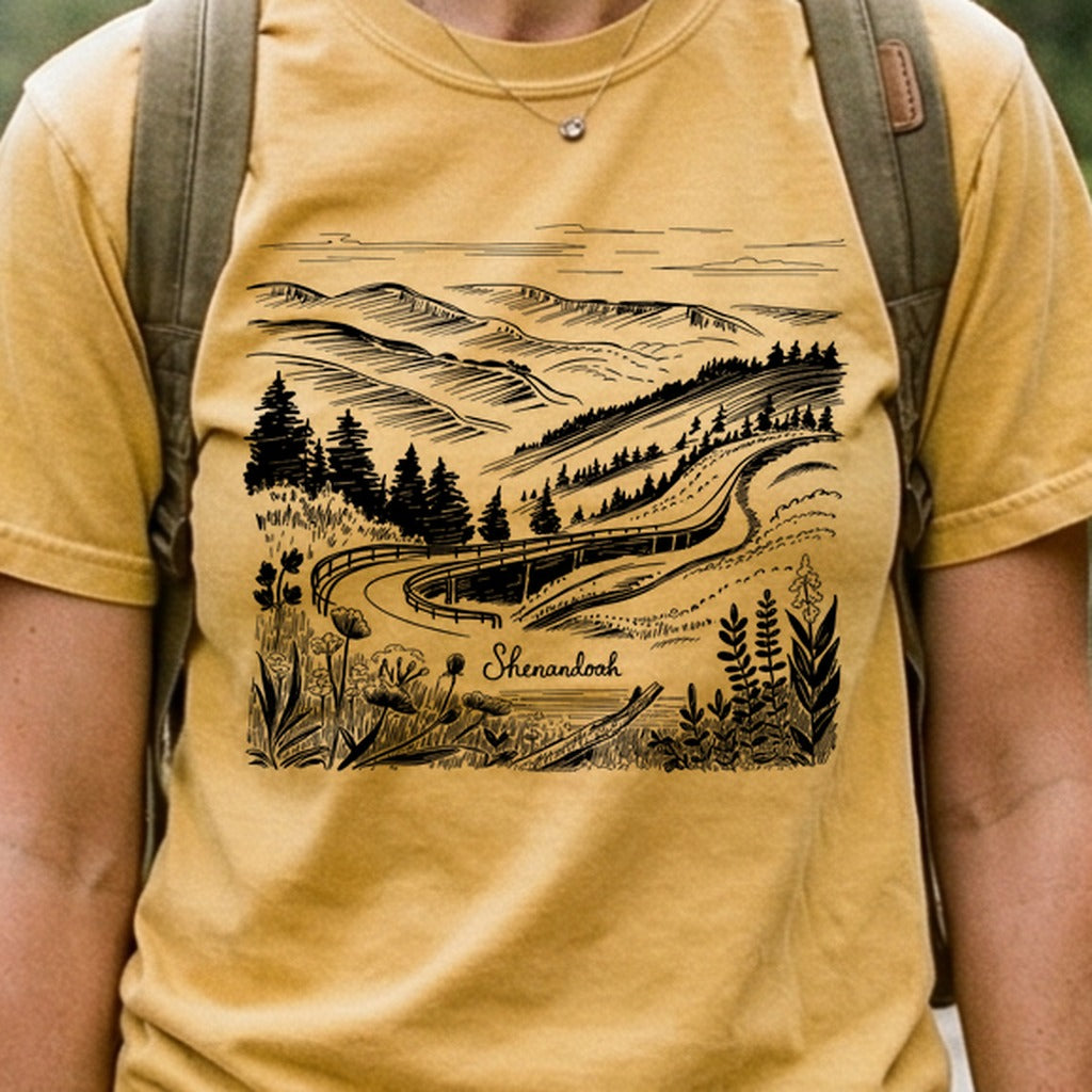 Shenandoah Line Drawing Cotton T-Shirt
