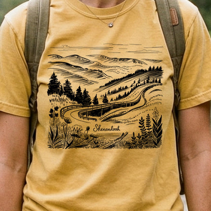 Shenandoah Line Drawing Cotton T-Shirt