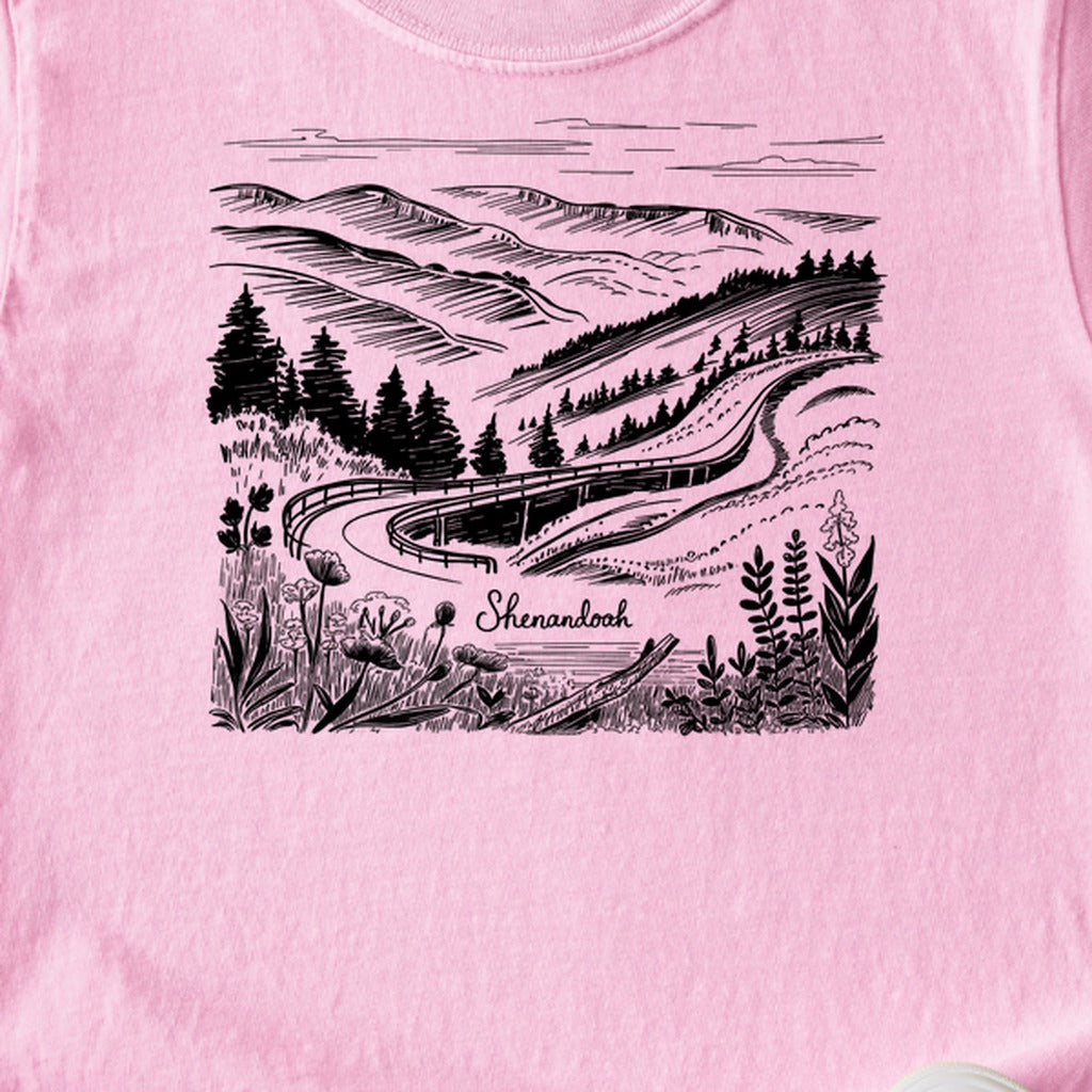 Shenandoah Line Drawing Kids Cotton T-Shirt