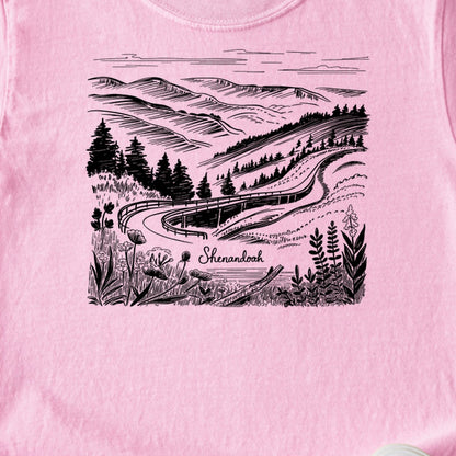Shenandoah Line Drawing Kids Cotton T-Shirt