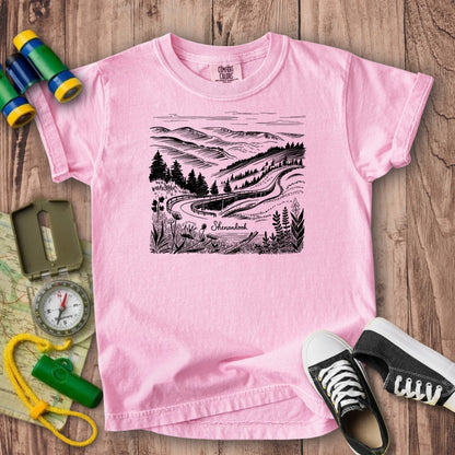 Shenandoah Line Drawing Kids Cotton T-Shirt