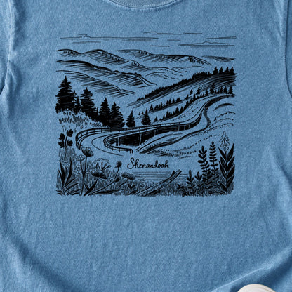 Shenandoah Line Drawing Kids Cotton T-Shirt