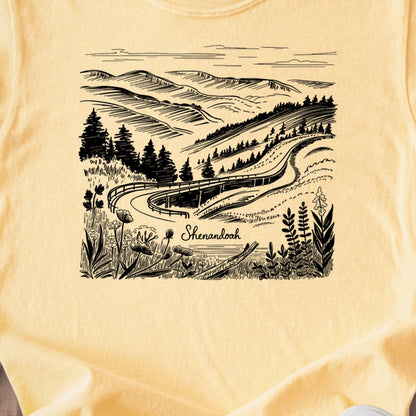 Shenandoah Line Drawing Kids Cotton T-Shirt