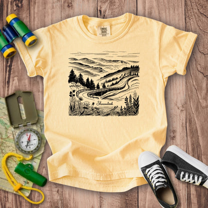 Shenandoah Line Drawing Kids Cotton T-Shirt