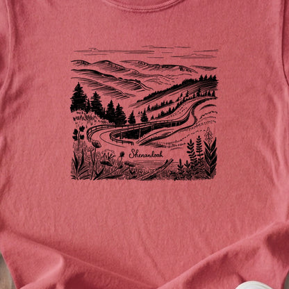 Shenandoah Line Drawing Kids Cotton T-Shirt