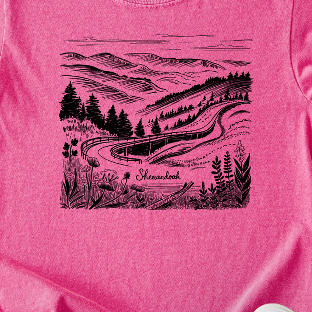 Shenandoah Line Drawing Kids Cotton T-Shirt