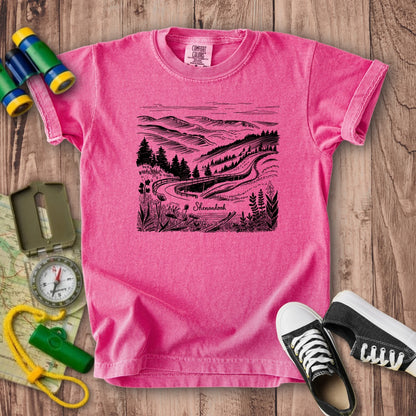 Shenandoah Line Drawing Kids Cotton T-Shirt