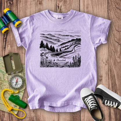 Shenandoah Line Drawing Kids Cotton T-Shirt