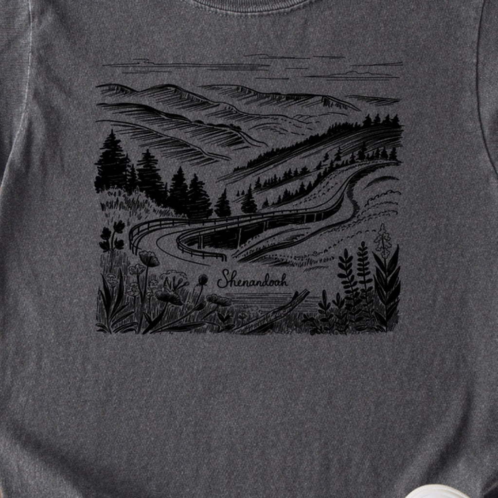 Shenandoah Line Drawing Kids Cotton T-Shirt