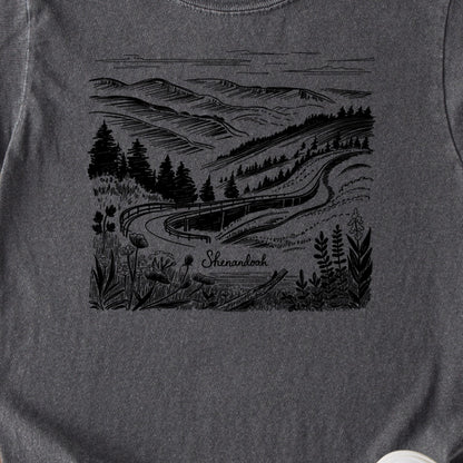 Shenandoah Line Drawing Kids Cotton T-Shirt