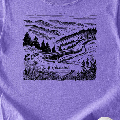 Shenandoah Line Drawing Kids Cotton T-Shirt