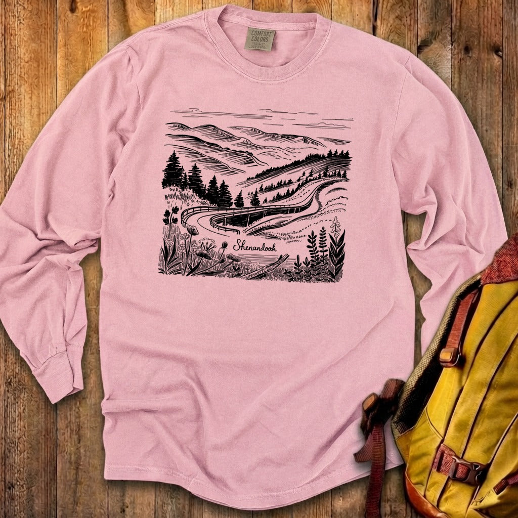 Shenandoah Line Drawing Cotton Long Sleeve