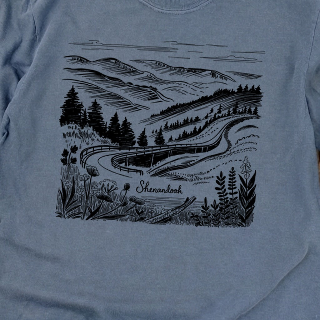 Shenandoah Line Drawing Cotton Long Sleeve