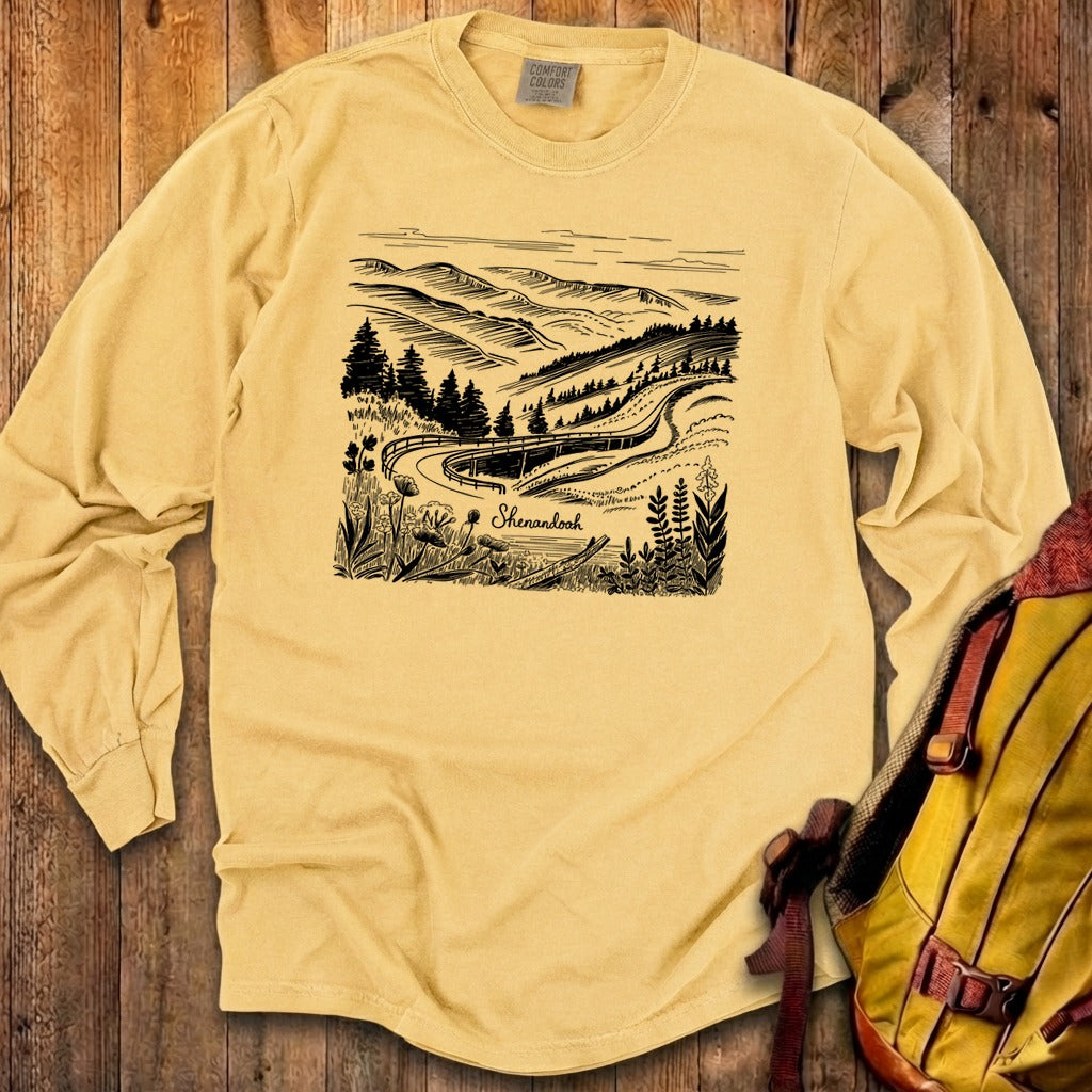 Shenandoah Line Drawing Cotton Long Sleeve