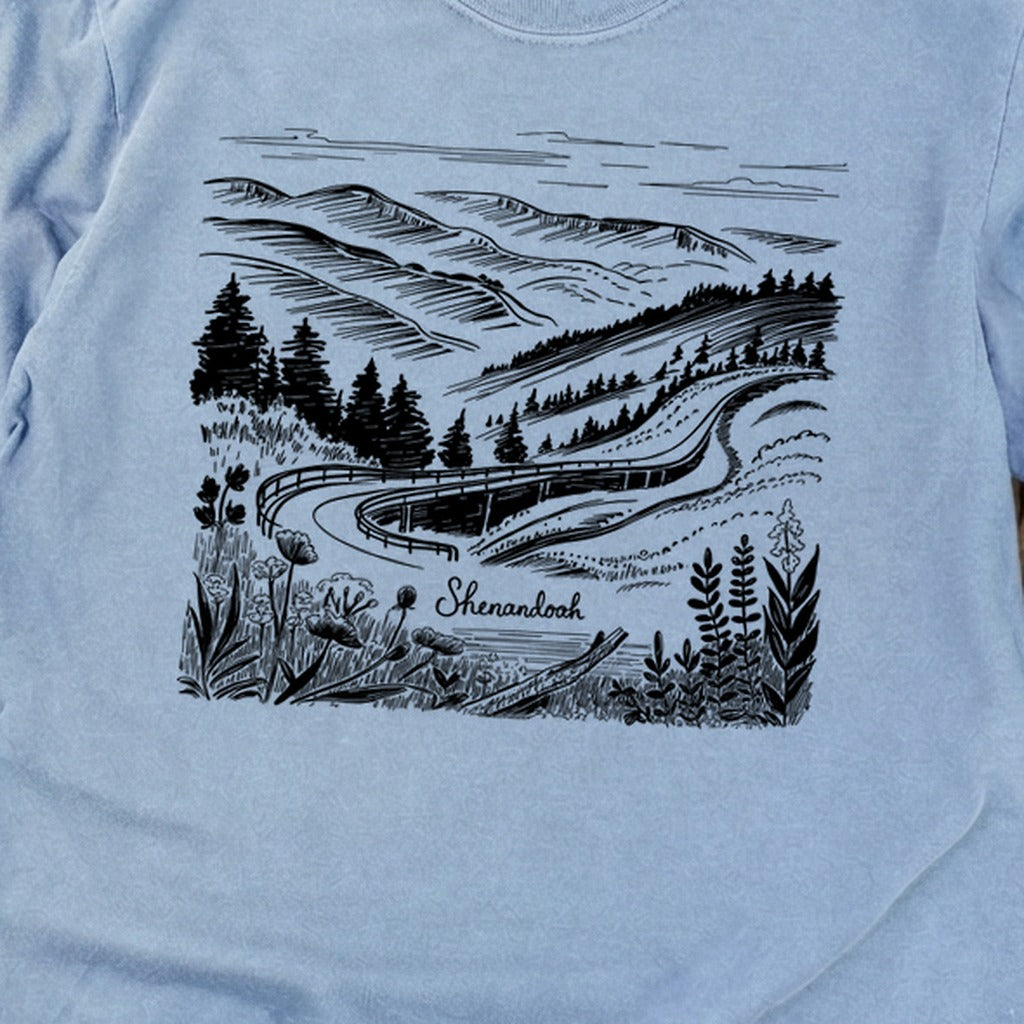 Shenandoah Line Drawing Cotton Long Sleeve