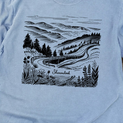 Shenandoah Line Drawing Cotton Long Sleeve