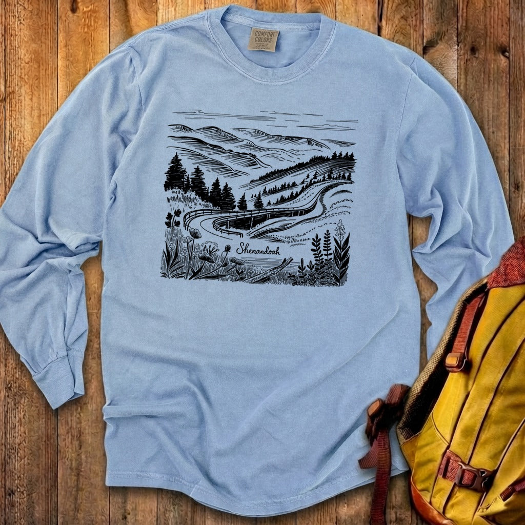 Shenandoah Line Drawing Cotton Long Sleeve