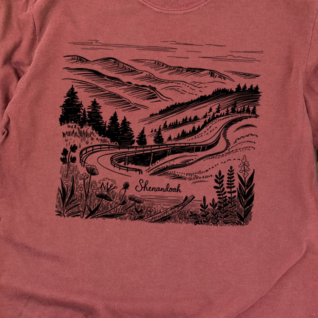 Shenandoah Line Drawing Cotton Long Sleeve