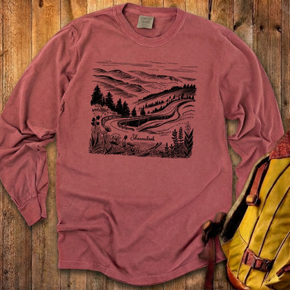 Shenandoah Line Drawing Cotton Long Sleeve