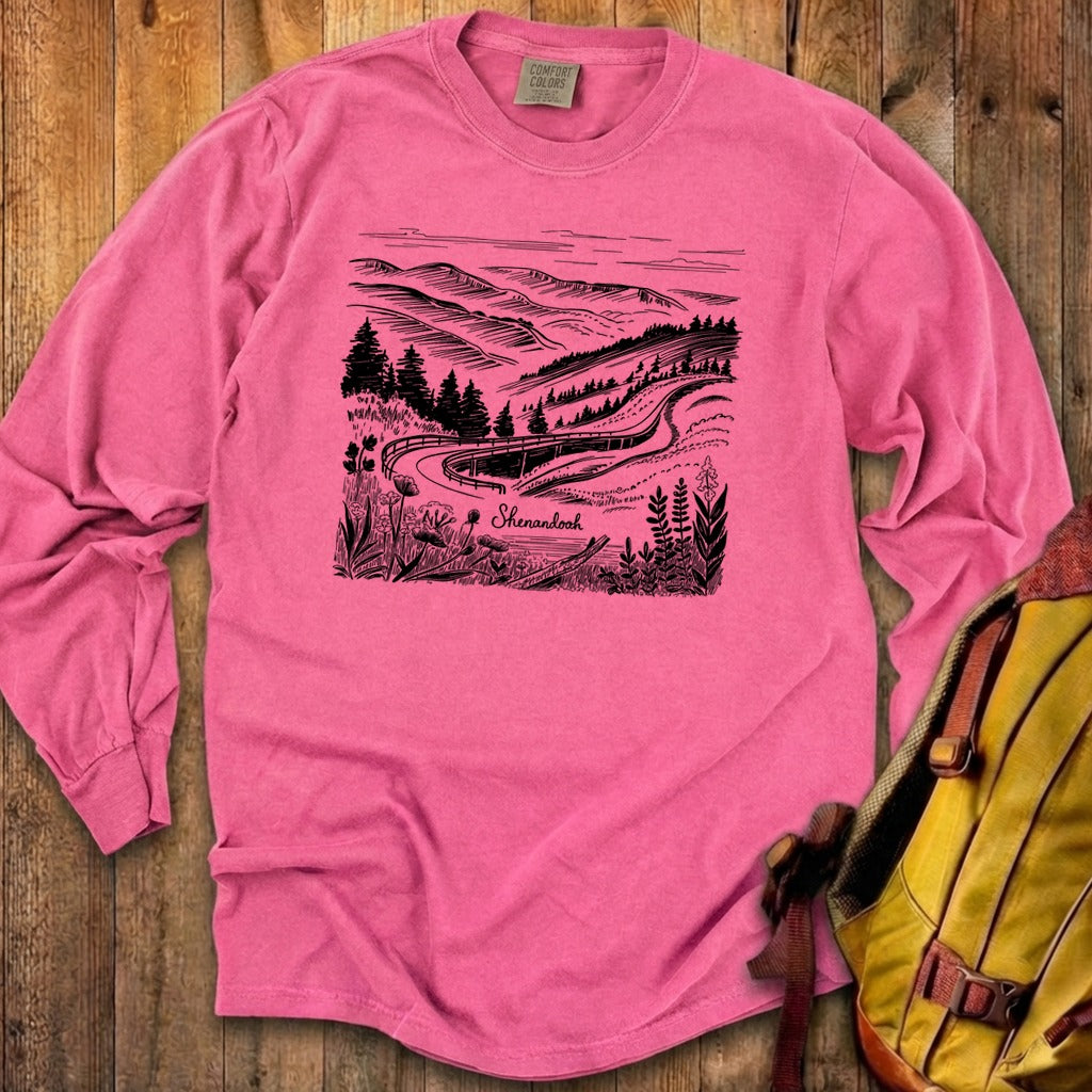 Shenandoah Line Drawing Cotton Long Sleeve