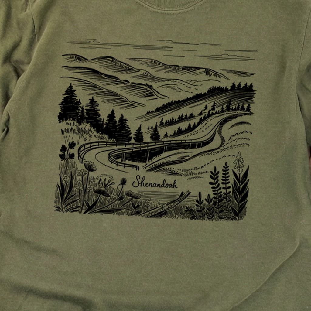 Shenandoah Line Drawing Cotton Long Sleeve