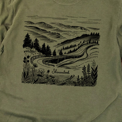 Shenandoah Line Drawing Cotton Long Sleeve