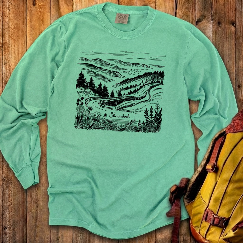 Shenandoah Line Drawing Cotton Long Sleeve