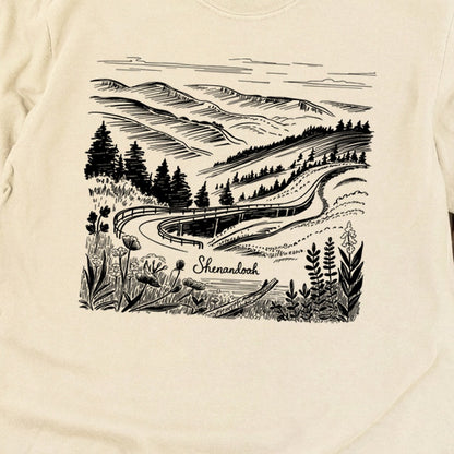 Shenandoah Line Drawing Cotton Long Sleeve