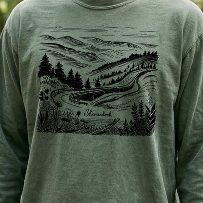 Shenandoah Line Drawing Cotton Long Sleeve