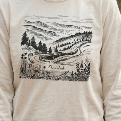 Shenandoah Line Drawing Cotton Long Sleeve