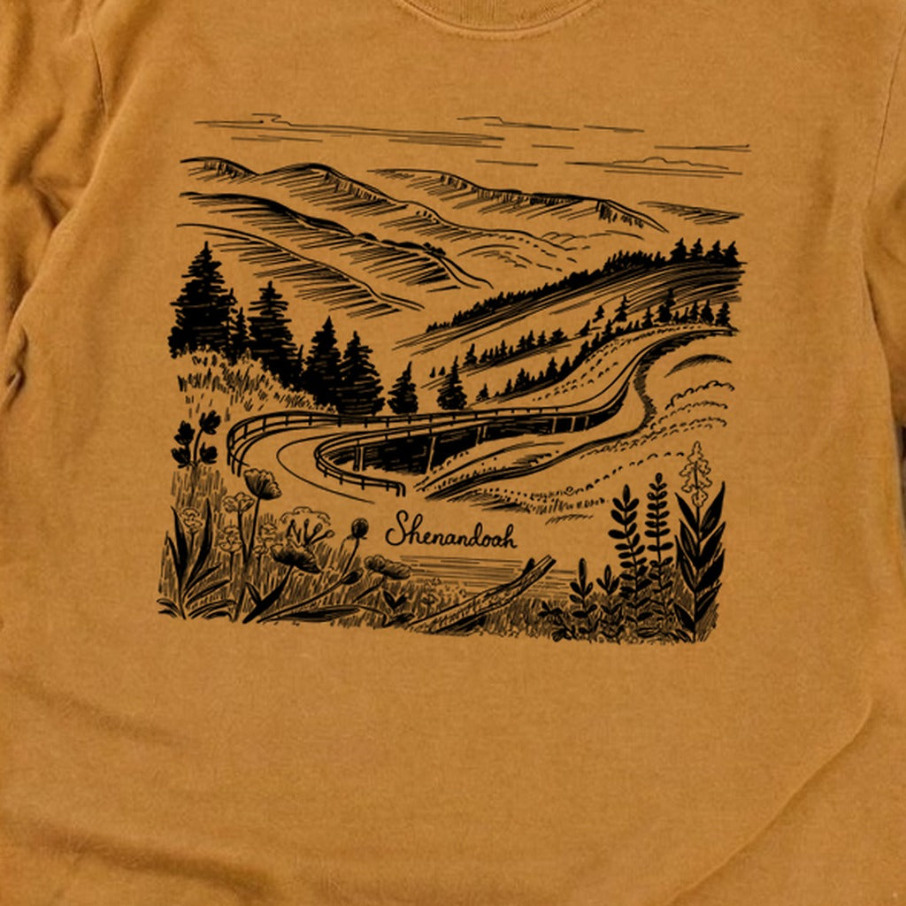 Shenandoah Line Drawing Cotton Long Sleeve