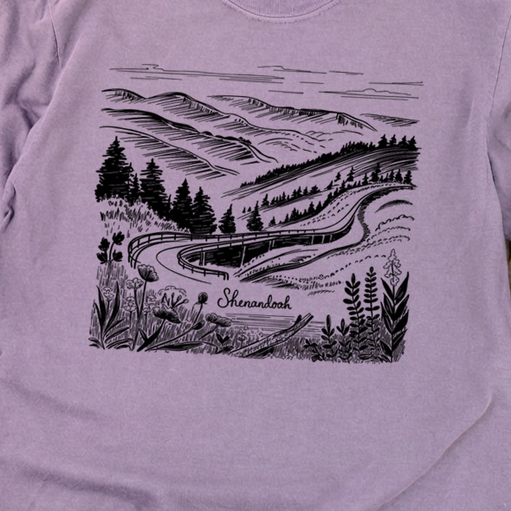 Shenandoah Line Drawing Cotton Long Sleeve