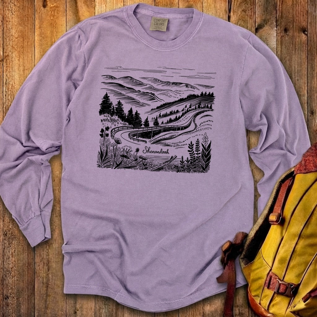 Shenandoah Line Drawing Cotton Long Sleeve