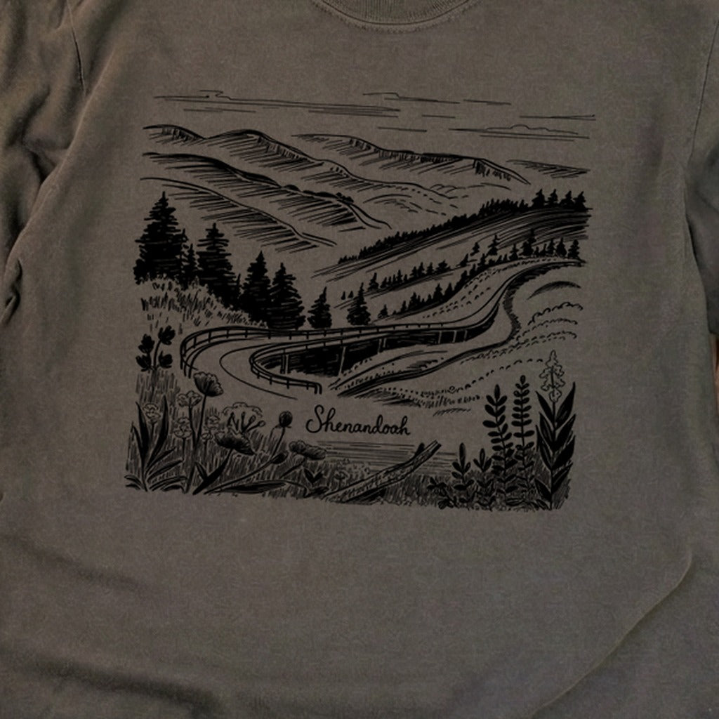 Shenandoah Line Drawing Cotton Long Sleeve