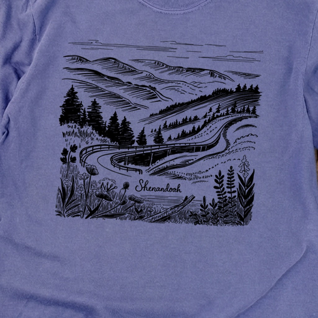 Shenandoah Line Drawing Cotton Long Sleeve