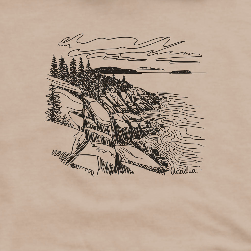 Acadia Line Drawing Hoodie Adventure and Outdoors Themed Hoodie