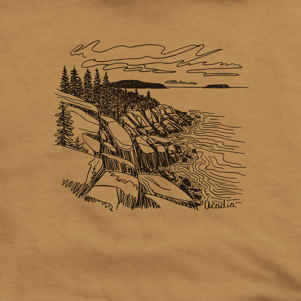 Acadia Line Drawing Hoodie Adventure and Outdoors Themed Hoodie