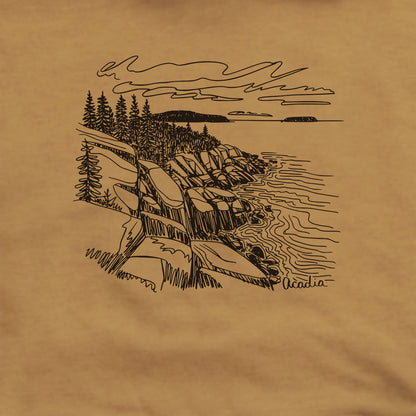 Acadia Line Drawing Hoodie Adventure and Outdoors Themed Hoodie