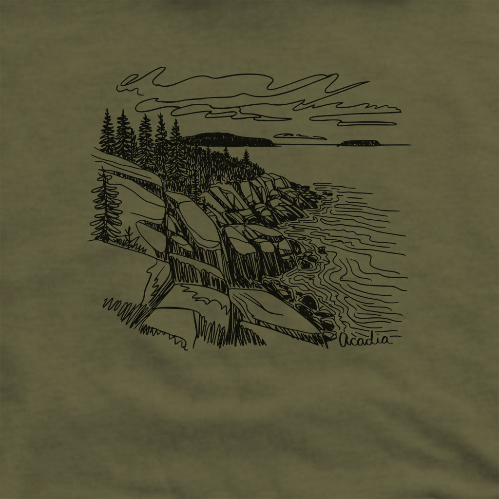Acadia Line Drawing Hoodie Adventure and Outdoors Themed Hoodie
