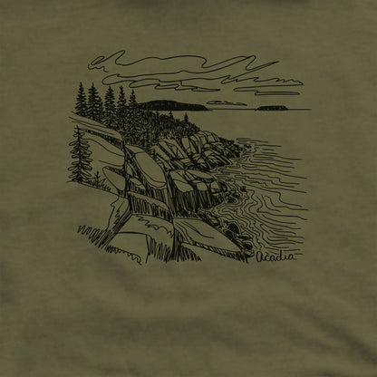 Acadia Line Drawing Hoodie Adventure and Outdoors Themed Hoodie